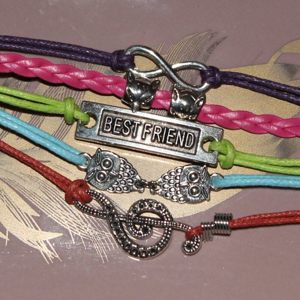 Best Friend Pastel Rainbow Charm Stack Bracelet